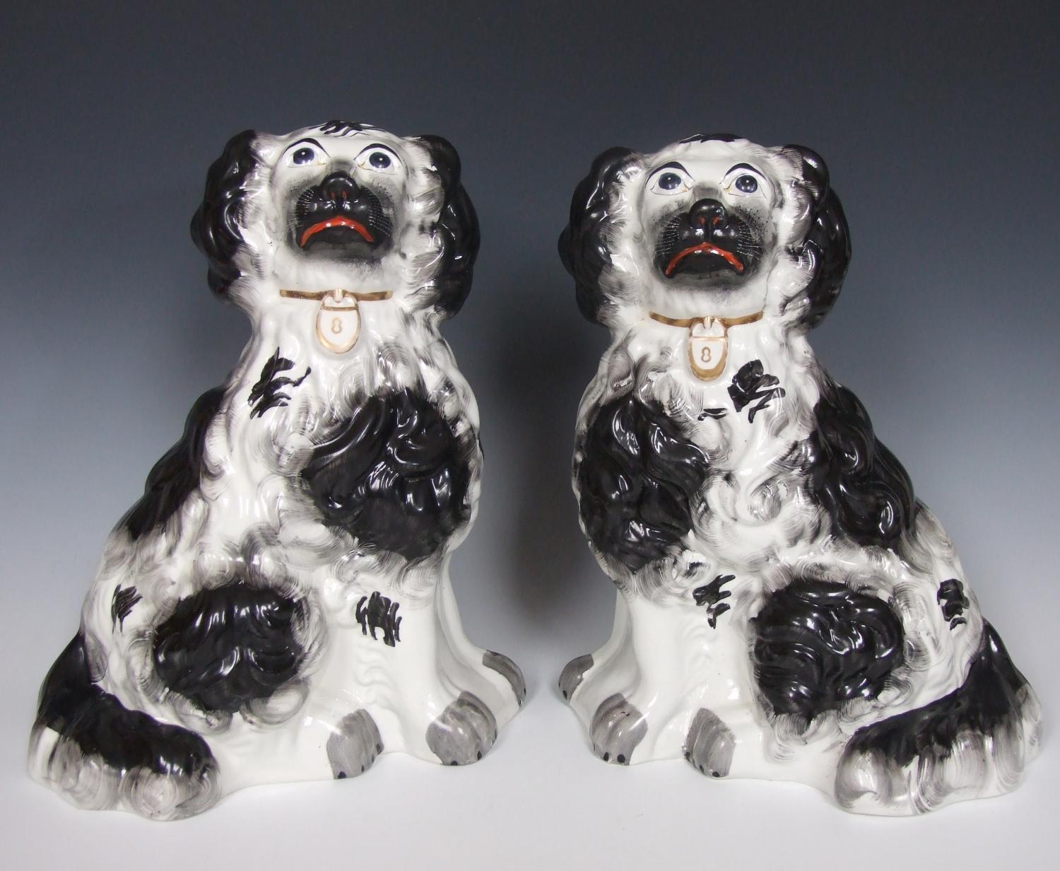 Large early 19thC Staffordshire spaniels
