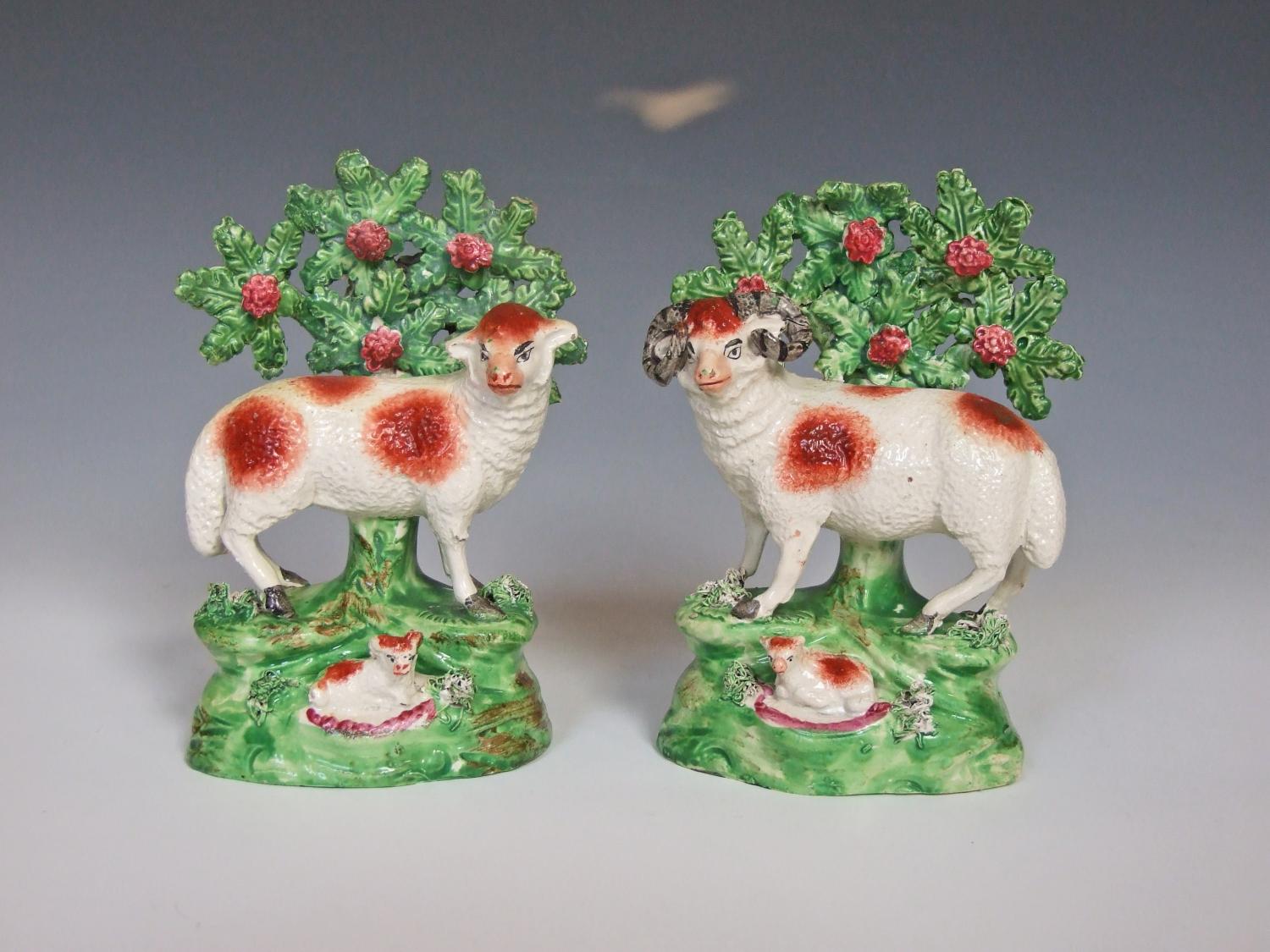 Early 19thC Staffordshire sheep & lamb groups