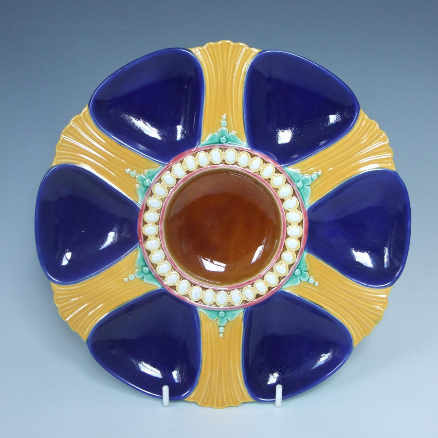 Brown Westhead & Moore majolica oyster plate