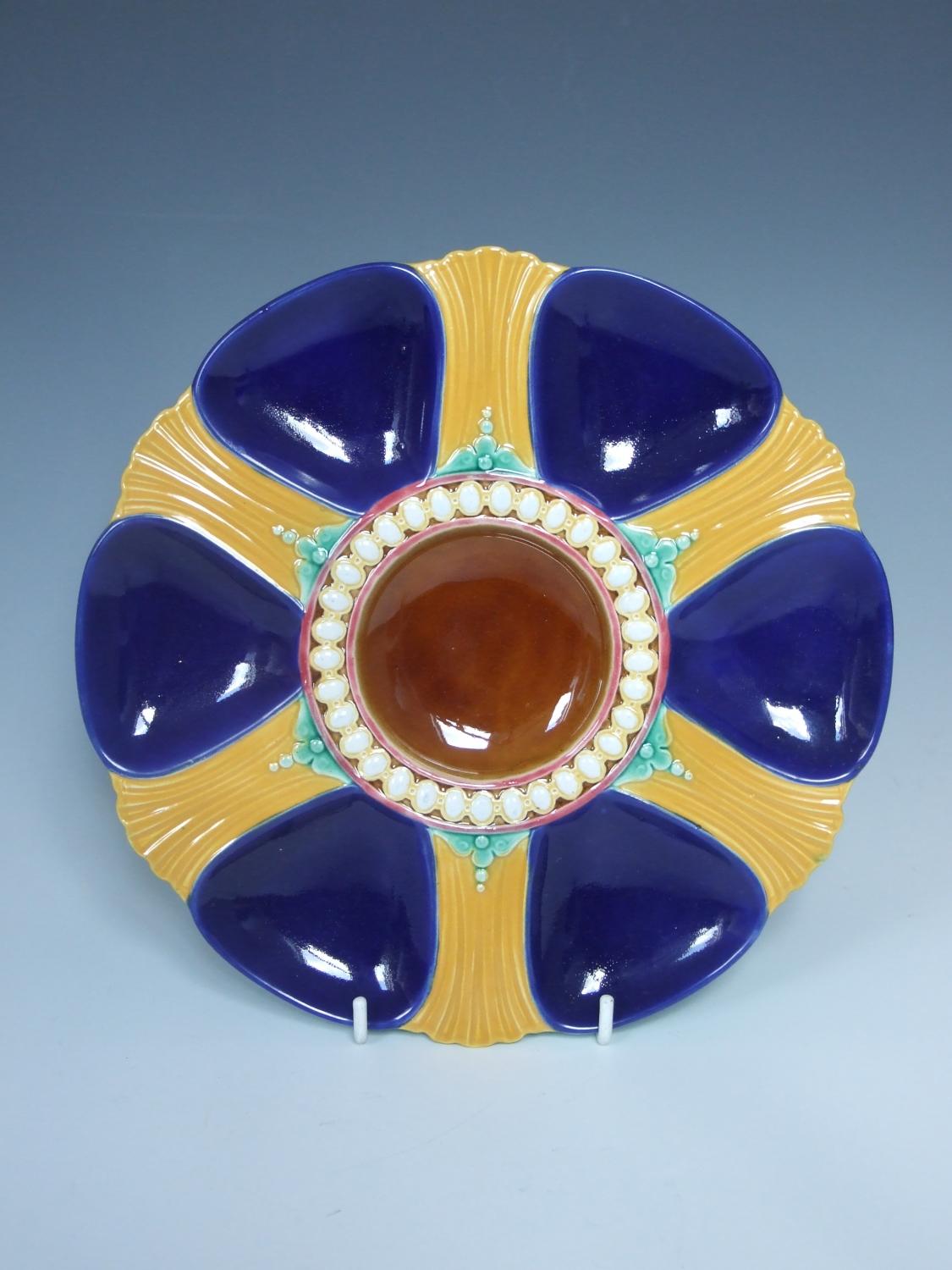 Brown Westhead & Moore majolica oyster plate