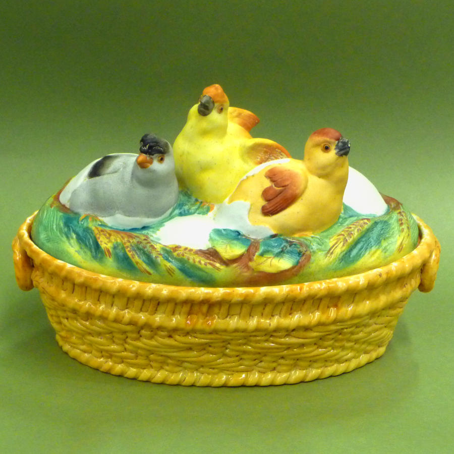 Rare chick & egg bisque tureen
