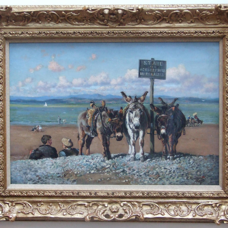 Oil on canvas of a beach donkey ride by William Woodhouse