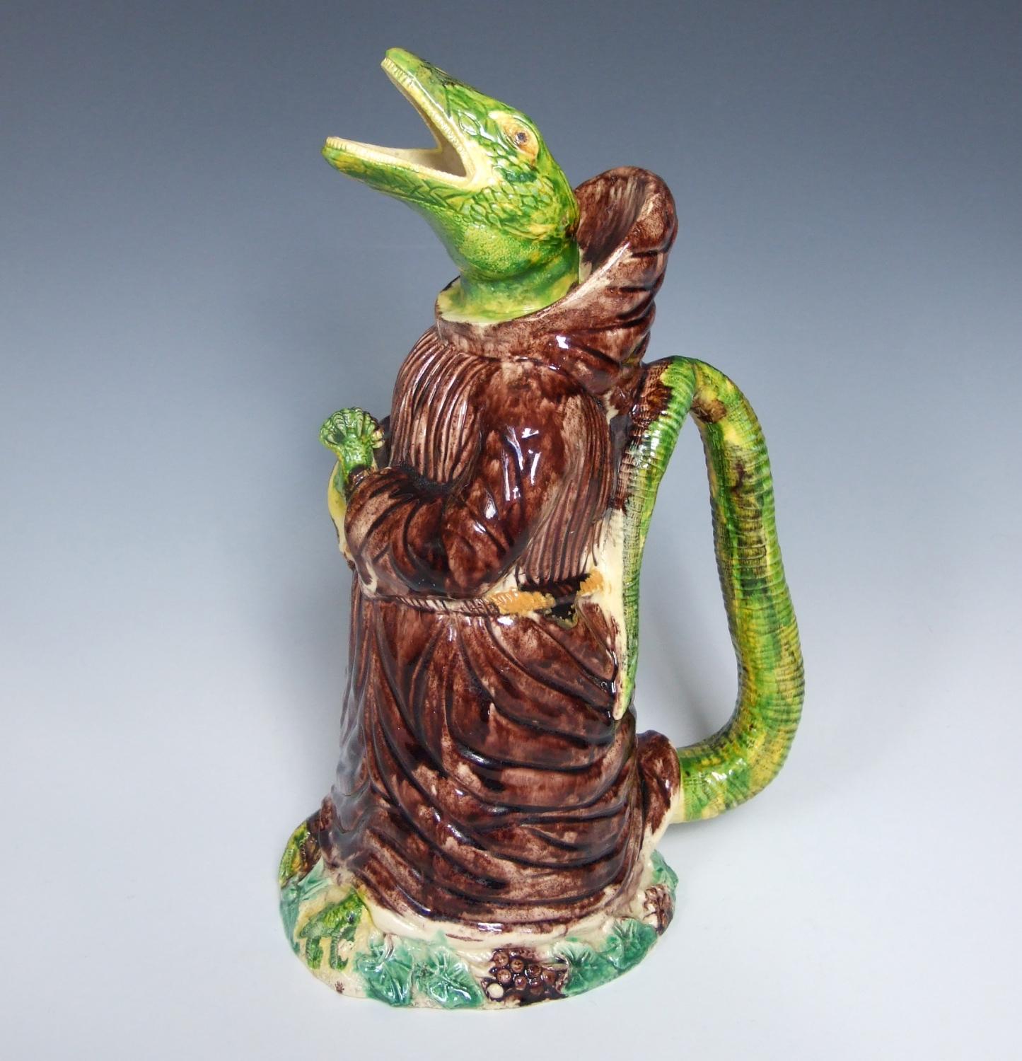 Rare Palissy lizard as monk pitcher