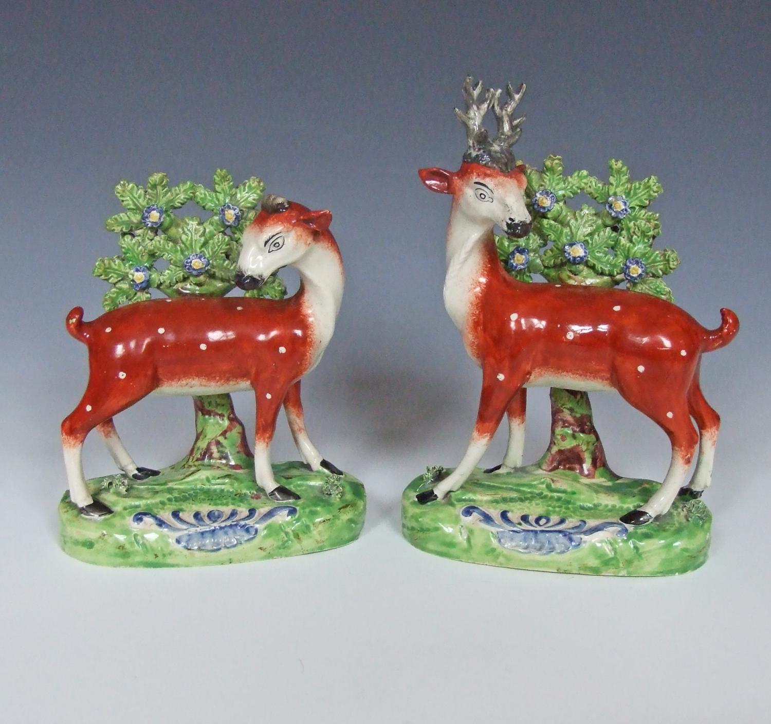 Early Staffordshire stag figures