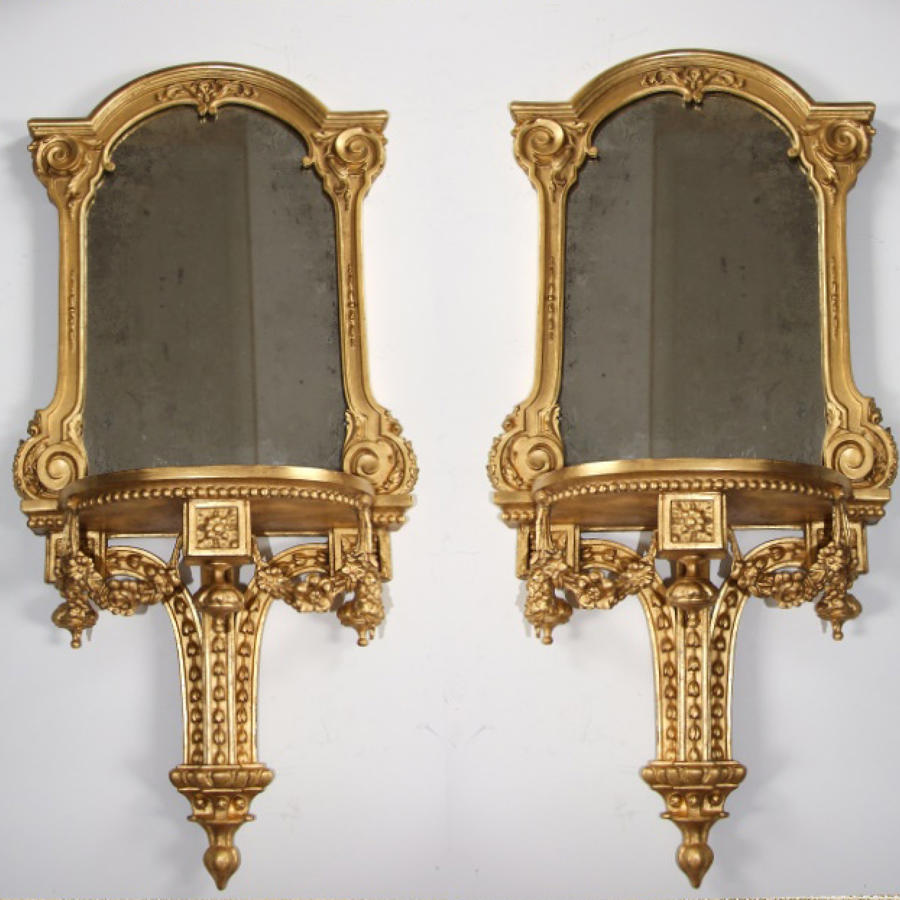 Fine & rare pair of 19thC large mirror brackets