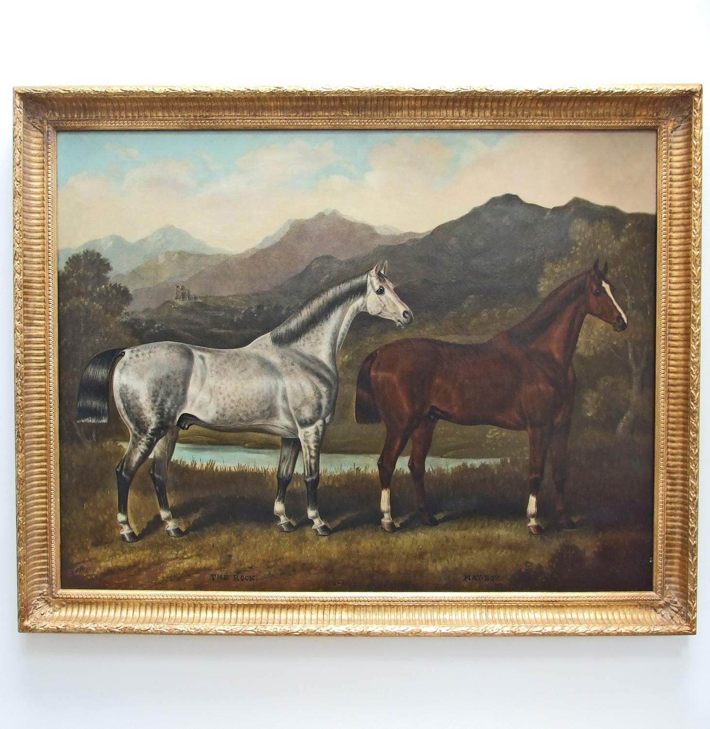 Fine, large, double horse portrait by Samuel Spode