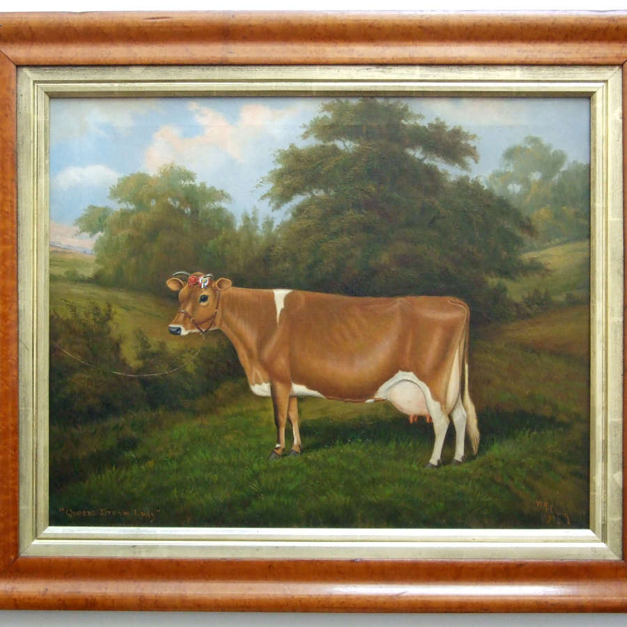 Very fine oil painting of prize Jersey cow by W.A.Clark