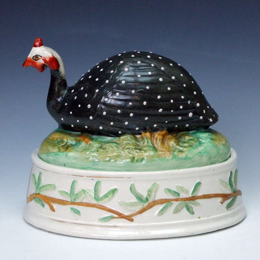 An extremely rare Staffordshire Guinea Fowl tureen