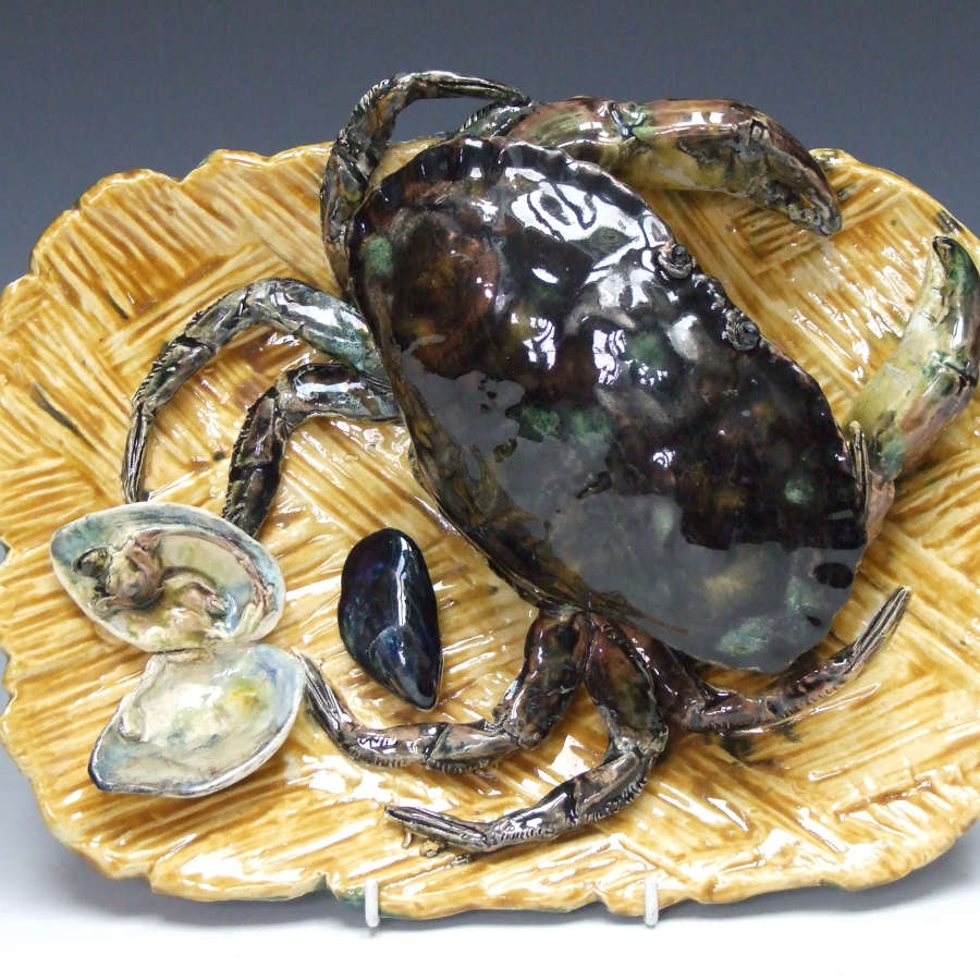 An exceptional Palissy monumental crab charger