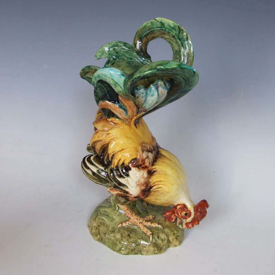 Rare majolica rooster vase by Edmond Lachenal