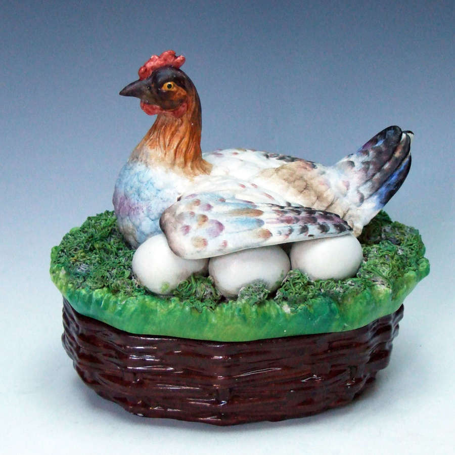 Unusual Continental bisque hen and eggs tureen