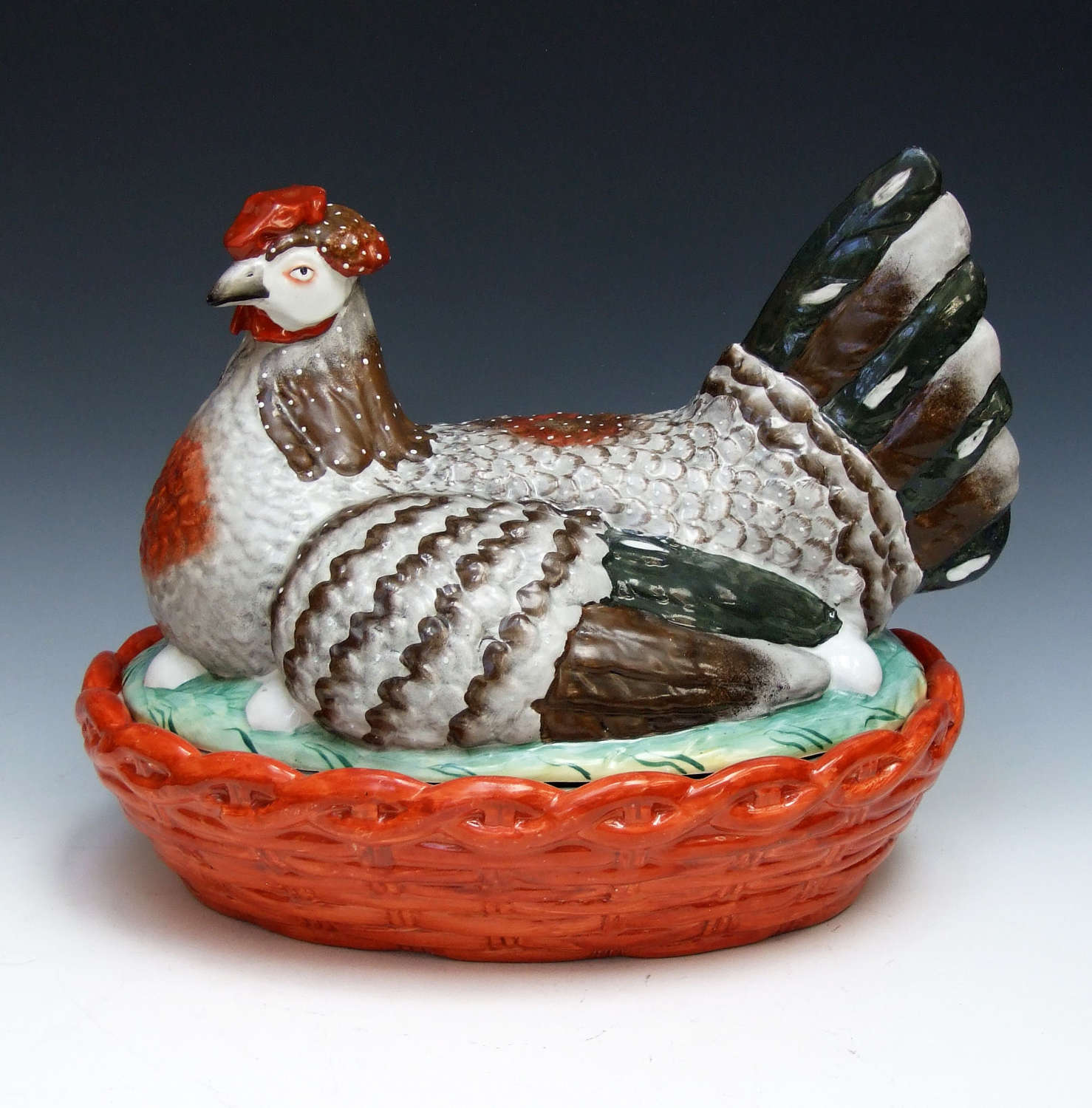 Massive and extremely rare Staffordshire hen tureen