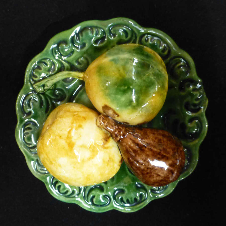 Unusual miniature Palissy fruit motif plate